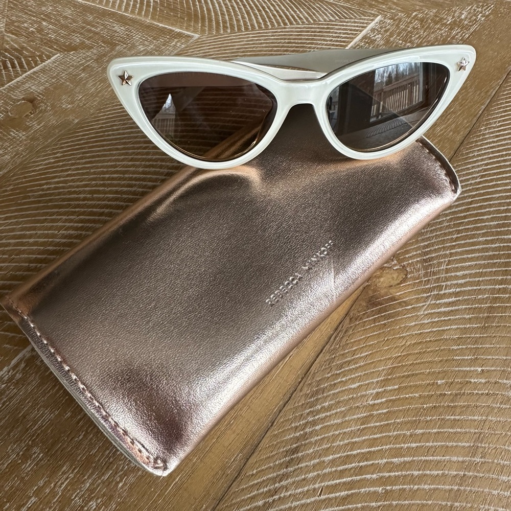 Rebecca Minkoff White Cat Eye Sunglasses with Metallic Case